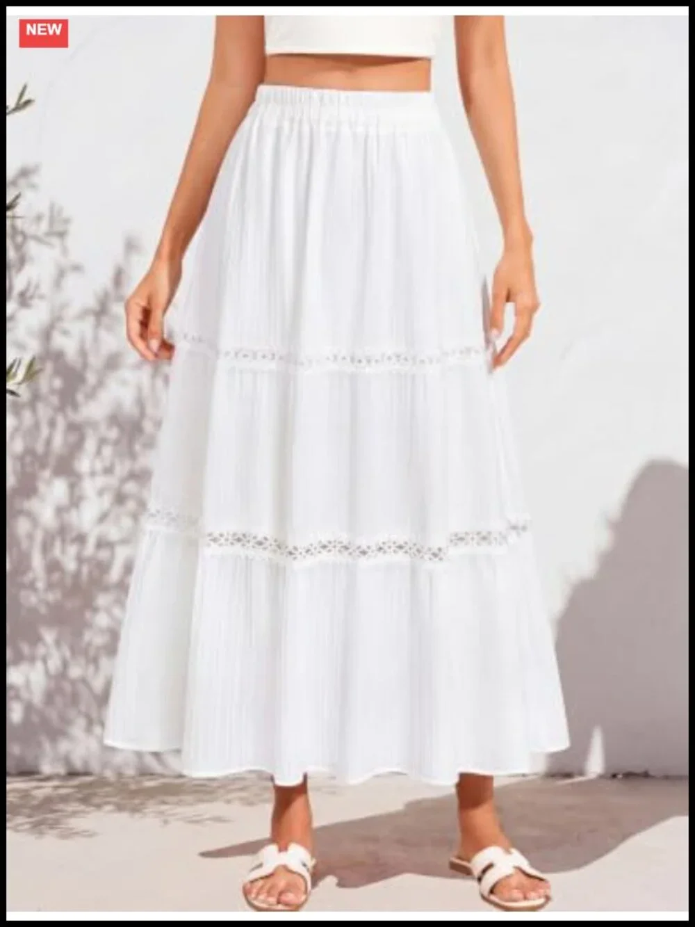 Women's Boho Tiered Maxi Skirt with Pockets